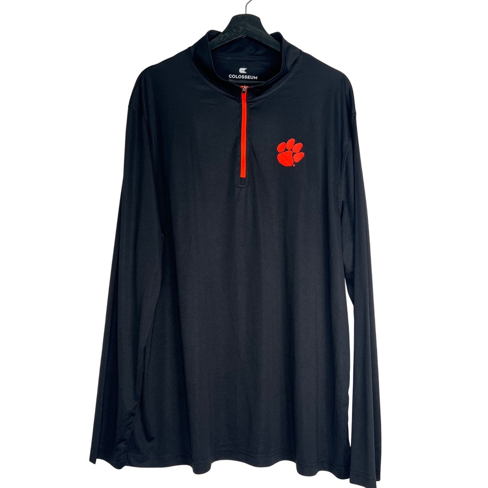Clemson Tigers Mens XXL Black 1/4 Zip Pullover Long Sleeve‎ Shirt NCAA Colosseum